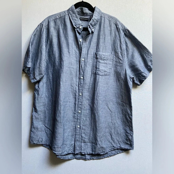 Saks Fifth Avenue linen cotton collar shirt sleeve shirt  Sz XL - Picture 1 of 11